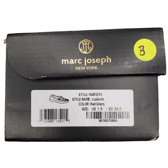 Marc Joseph | NIB Louisville Red Grainy Leather Studded Loafers Girl's 1.5 - Picture 11 of 14